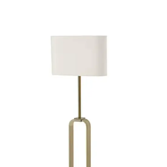 59" Brass Floor Lamp Oval Shade Nickel plated/white {6}