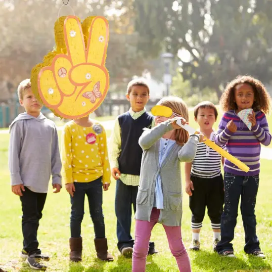 Groovy Pinata with Blindfold and Bat for Kids Groovy Hippie Theme Birthday Party Game Decorations {4}