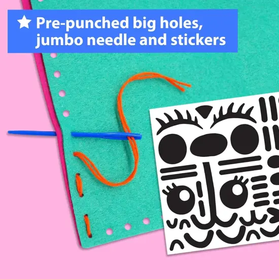 My First Sewing Kit for Beginner Kids Arts & Crafts, 7 Easy DIY Projects of Stuffed Animal Dolls and Plush Pillow Craft, Instructions & Felt, Gift for Girls, Boys, Learn to Sew, Embroidery {5}