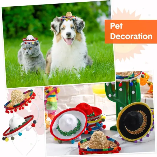 12 Pcs Cinco De Mayo Sombrero Headband Hats Bulk Mini Hat Headband with Fiesta Fabric Mexican Theme Decorations(Stylish) {3}