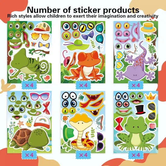 24 PCS Make-a-Face Sticker - Reptile Animal Stickers {2}