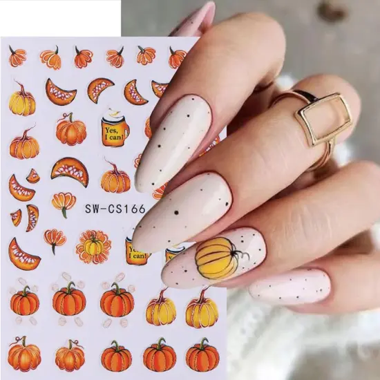 6Sheets Fall Pumpkin Nail Stickers {3}