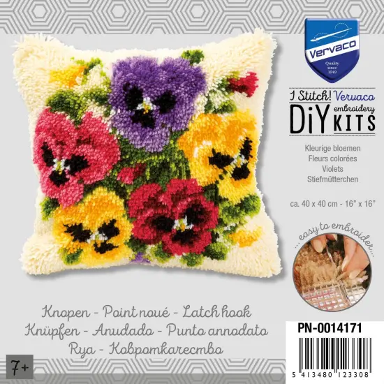 Vervaco Cushion Latch Hook Kit 16"X16"-Violets {5}