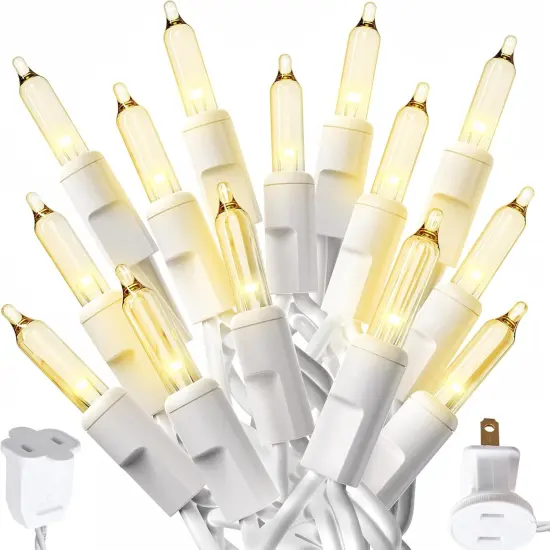20 ft 100-Count Clear Warm White Christmas Lights {1}
