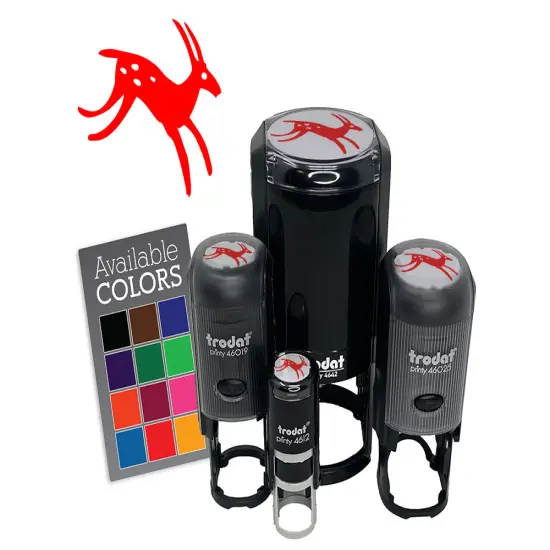 Cave Drawing Deer Gazelle Antelope Petroglyph Self-Inking Rubber Stamp Dry Pad {7}