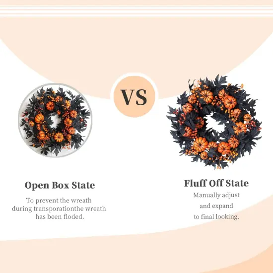 Halloween Wreaths Black Maple Leaf Wreath - Orange {3}