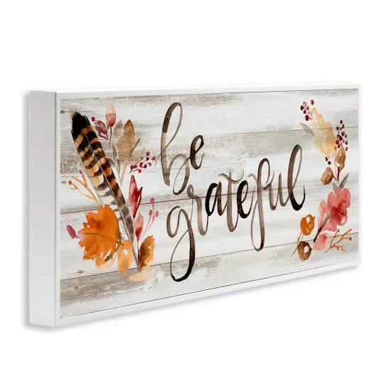 Be Grateful Boho Calligraphy Rustic Autumn Flowers Framed Giclee Art Black {9}