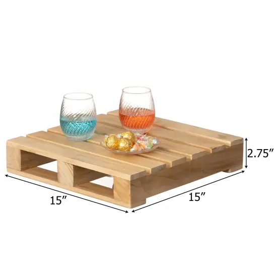 Vintiquewise Rustic Wooden Pallet Display Stand Natural Wood Riser for Home Decor Table Centerpiece Candle or Dessert Holders Plant Pot DIY Craft Party Accents and Event Presentation {4}