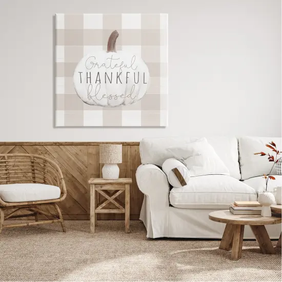 Grateful Thankful Pumpkin Canvas Art {2}