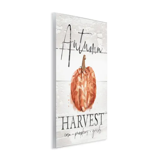 Autumn Harvest Seasonal Rustic Patterned Pumpkin Sign Wall Plaque Art {3}