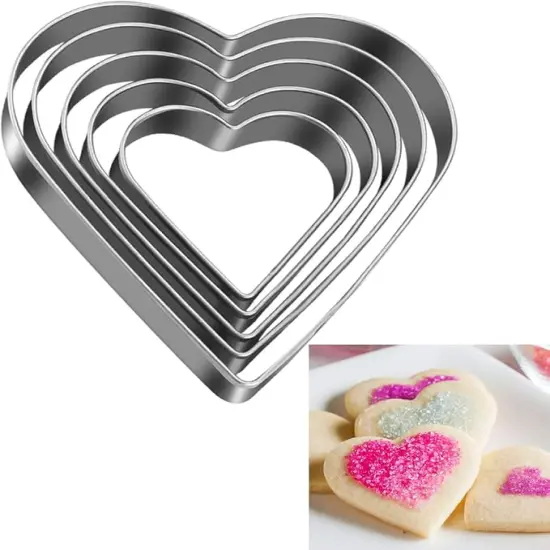 5 Pack Stars Cookie Cutter Set Stainless Steel Baking Tools Heart {1}