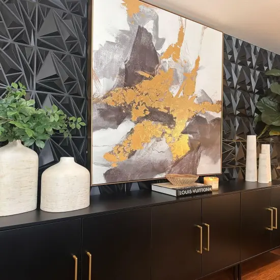 33 Pack 3D Wall Panels for Interior Wall Decor, Black Diamond Design Accent Wall Decor, 12''x12'' Modern Wall Panels for Gaming Room Bedroom TV Background {2}