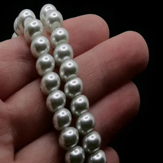 65 8mm White Glass Pearl Rondelle Beads {2}