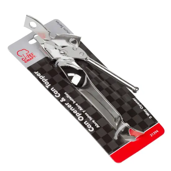 Chef Craft Durable Metal Manual Hand Can Opener with Can Tapper {2}