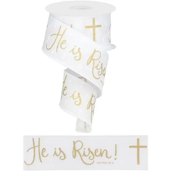 2.5" He Is Risen Ribbon: White (10 Yards) {2}