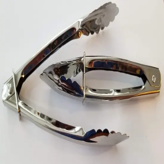 Handy Housewares 2 Piece 7" Mini Metal Scalloped Grip Kitchen Serving Tongs Set with Sliding Locks {4}