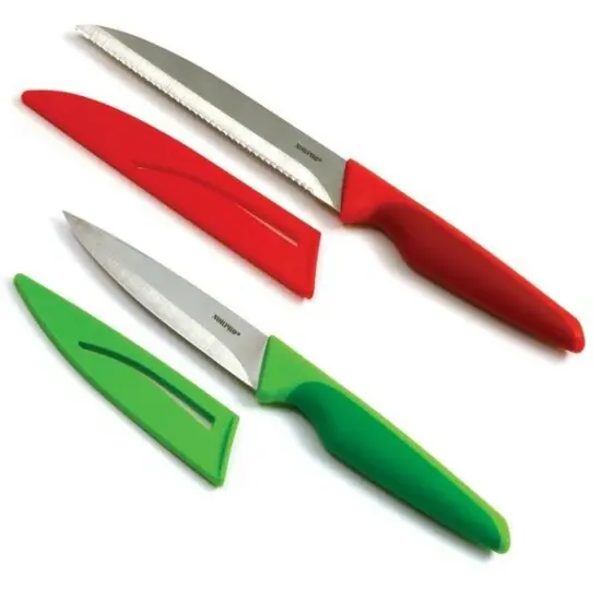 Norpro 2-Piece Grip-EZ Steel Blade Paring & Utility Tomato Knife Set with Sheaths {1}