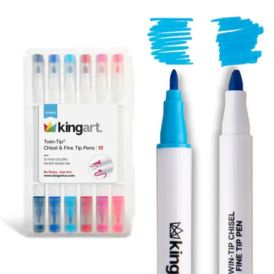 KINGART&reg; Twin-Tip Markers 12 Colors {1}
