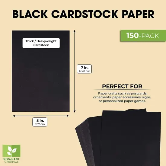 Card Stock, Black Stationary Paper for Post Cards and Crafts (5 x 7 In, 150 Pack) {3}