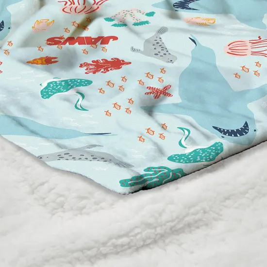 Universal Jaws Silk Touch Sherpa Throw Blanket Coastal Sharks {5}