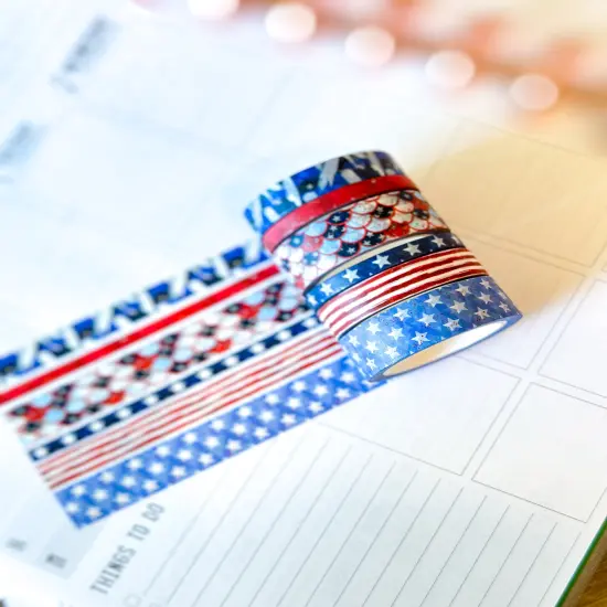 4th Of July Red White Blue Summer Washi Tape Set July 2025 - W135 {5}