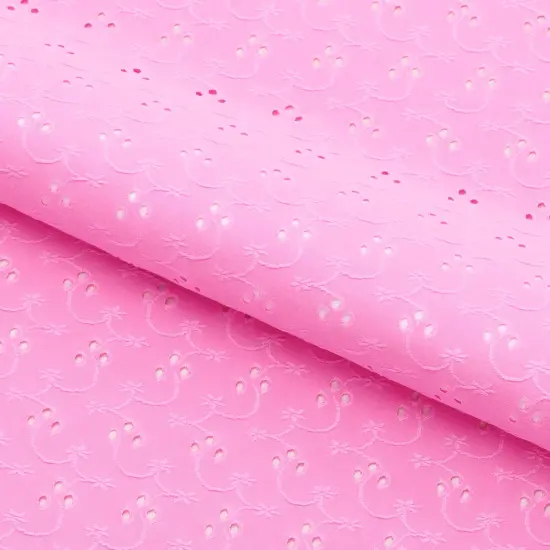 1 Yard Eyelet Jacquard Stretch Fabric 4-Way Floral Polyester Spandex for Dance & Swimwear 53&Prime; Width Pink Sorbet {1}