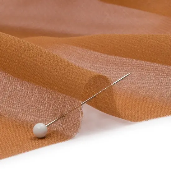 1 Yard Silk Chiffon Fabric 44" Wide Dachshund Brown for Scarves & Overlays {2}