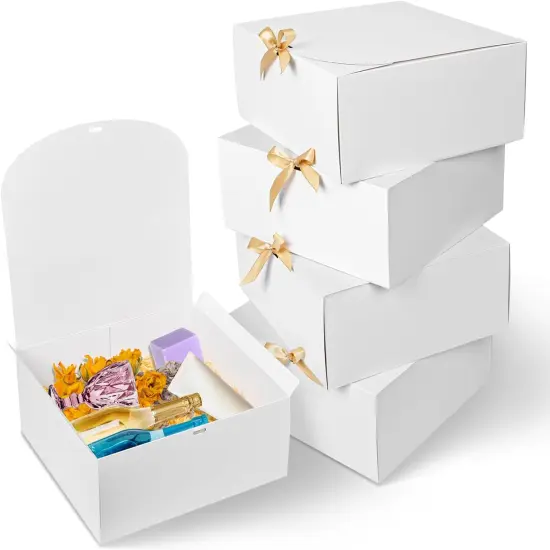 8Pack Large Gift Boxes with Lids, 12x12x5 Inches Bridesmaid Proposal Box With Ribbon, White Boxes For Gifts, Paper Gift Box For Presents, Wedding, Bridal Shower, Birthday Party {1}