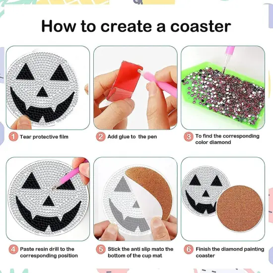 8 Pcs Baseball Diamond Art Coasters Kits with Holder, Diamond Painting Coaster Kits DIY Crafts for Adults Diamond Art Painting Kits Supplies for Chicago Gift {6}