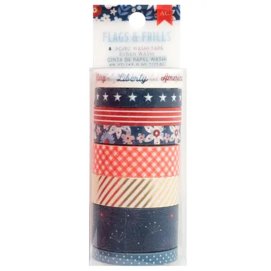 American Crafts Flags And Frills Washi Tape 8/Pkg-Gold Foil {1}