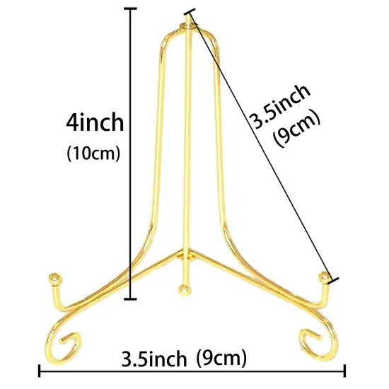 2 Pack 4" Iron Display Stand, Gold Small Iron Easel Plate Display Photo Holder Stand, Displays Card,Cookie, Decorative Plates,Artwork {1}