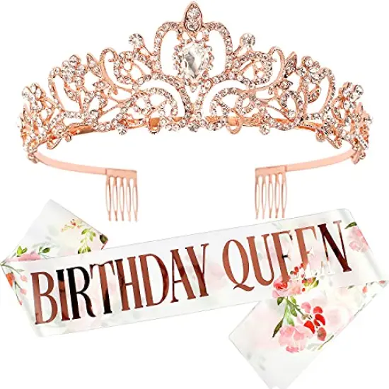 Happy Birthday Flower Crown Sash, Birthday Decorations Party Favors Supplies Birthday Cake Toppers Birthday Gifts for Women Halloween Cosplay {2}