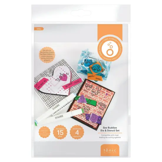 Tonic A5 Die And Stencil Set-Geo Buddies {1}