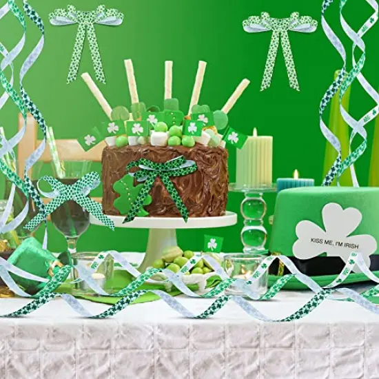 50 Yards Shamrocks Clover Grosgrain Ribbon for St. Patrick's Day Gift Wrapping Wreath DIY Craft and Sewing {3}