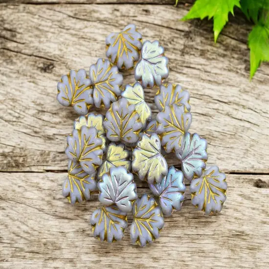 *20* 13x11mm Gold Washed Matte Thistle AB Maple Leaf Beads {2}
