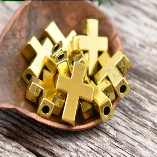 *20* 15x12mm Antique Gold Cross Beads {2}