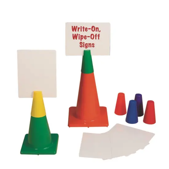 S&S Worldwide Poly Cone Topper Sign Set.Includes 6 Mini Cones and 6 Write-On, Wipe-Off Plastic Boards (8.5" x 11"). Mini Cones Stand on their Own or Can be Placed on Other Cones. {1}