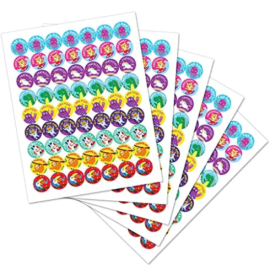 1008 Stickers for Kids in 9 Designs. 1 Inch School Stickers on Sheets. Teacher Supplies for Classroom, Potty Training Stickers, Motivational Stickers {1}