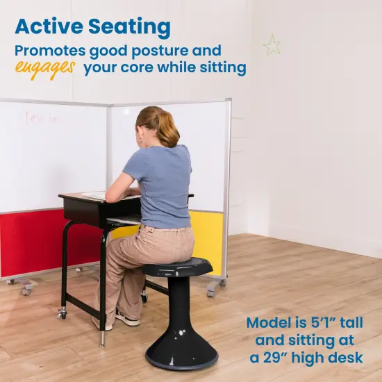 ACE Active Core Engagement Wobble Stool, Portable Flexible Seating, 18in Seat Height Black {3}