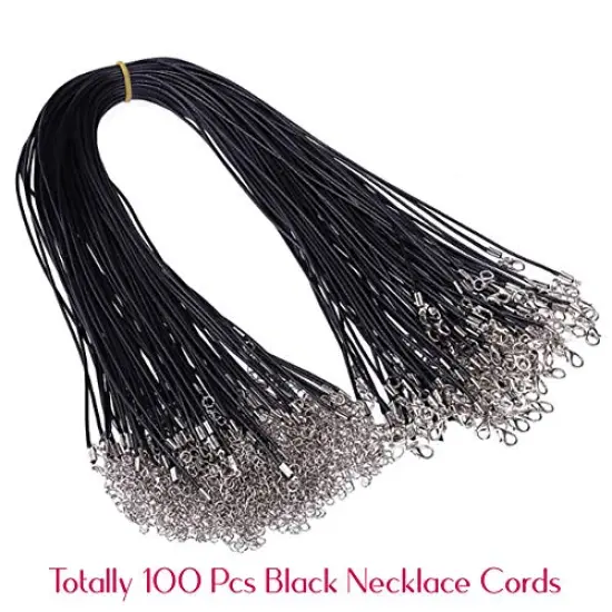 100 Pieces Necklace Cord for Jewelry Making, Black Waxed String Bracelet Making Supplies {1}