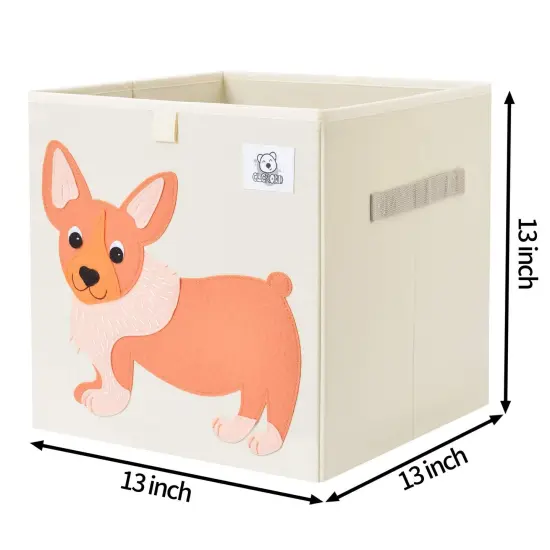 Foldable Animal Cube Storage Bins Fabric Toy Box/Chest/Organizer for Toddler/Kids Nursery, Playroom, 13 inch (Dog) {1}