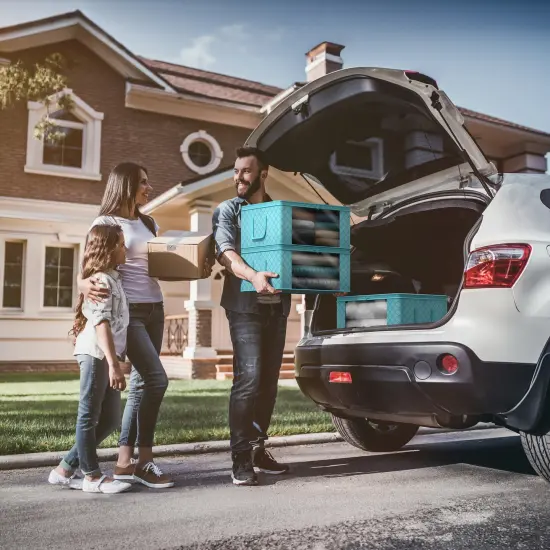Sorbus Medium Clothes Storage Bags 6 Pack - Foldable Blanket Organizer Bins with Window, Lids, and Handles Aqua {5}
