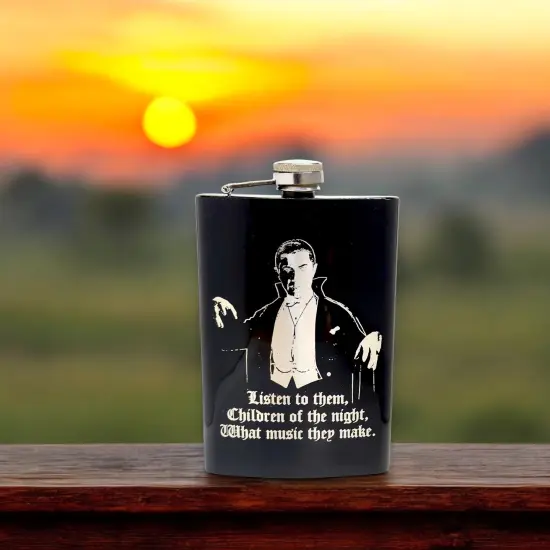 8oz BLACK Children of the Night Flask {4}