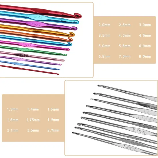 48 Pieces Crochet Hooks Set, 21 Sizes Crochet Needles with Case, Ergonomic Knitting Needles, Crochet Hooks Kit with Crochet Accessories Stitch Markers Blunt Needles for Crocheting Yarn {3}