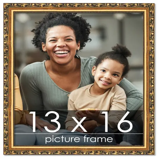 13x16 Museum-Quality Picture Frame with UV-Resistant Acrylic & Acid-Free Backing, Available in 4 Finishes - Gold, Silver, Bronze, and Black {1}