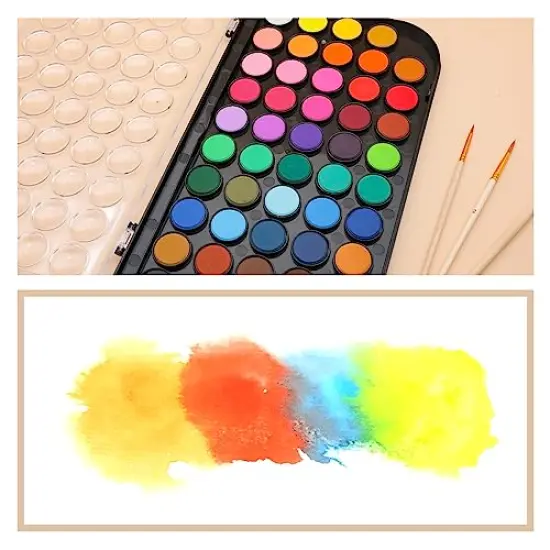 48 Colors Watercolor Paint Setwith 3 Paint Brushes, Water Color Paints Sets, Washable Water Colors {1}