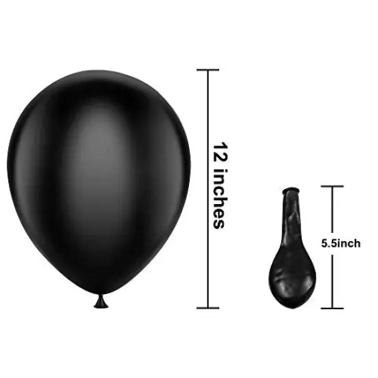50 Pieces Black Balloons Latex Party Balloons - 12 inch Helium Matte Black Balloons for Wedding Graduation Baby Shower Birthday Party Decorations {4}