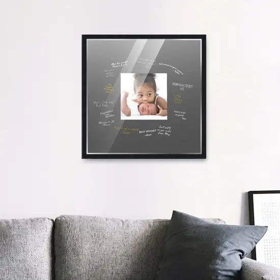 Autograph Black Wood Frame with Squre Black Mat - Perfect for Event Signatures, Silver Marker Pens Included - 3 Sizes Available {5}