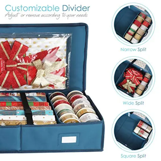 Wrapping Paper Storage Container - Christmas Storage Bag with Interior Pockets - Gift Wrapping Organizer Storage Fits Up to 36 Rolls of 40" - Tear Proof Wrapping Paper Organizer {1}