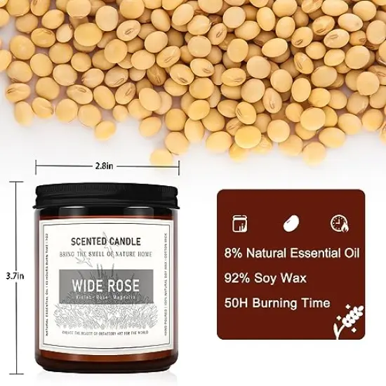 4 PACK Candles for Home Scented, Candles Set for Women, 28 oz 200 Hour Long Lasting Aromatherapy Amber Jar Candles for Women, Valentine, Mother's Day Anniversary Present {6}